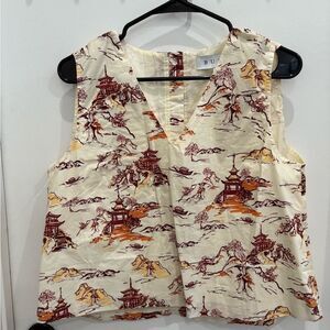BURU Scenic Print Sleeveless Blouse